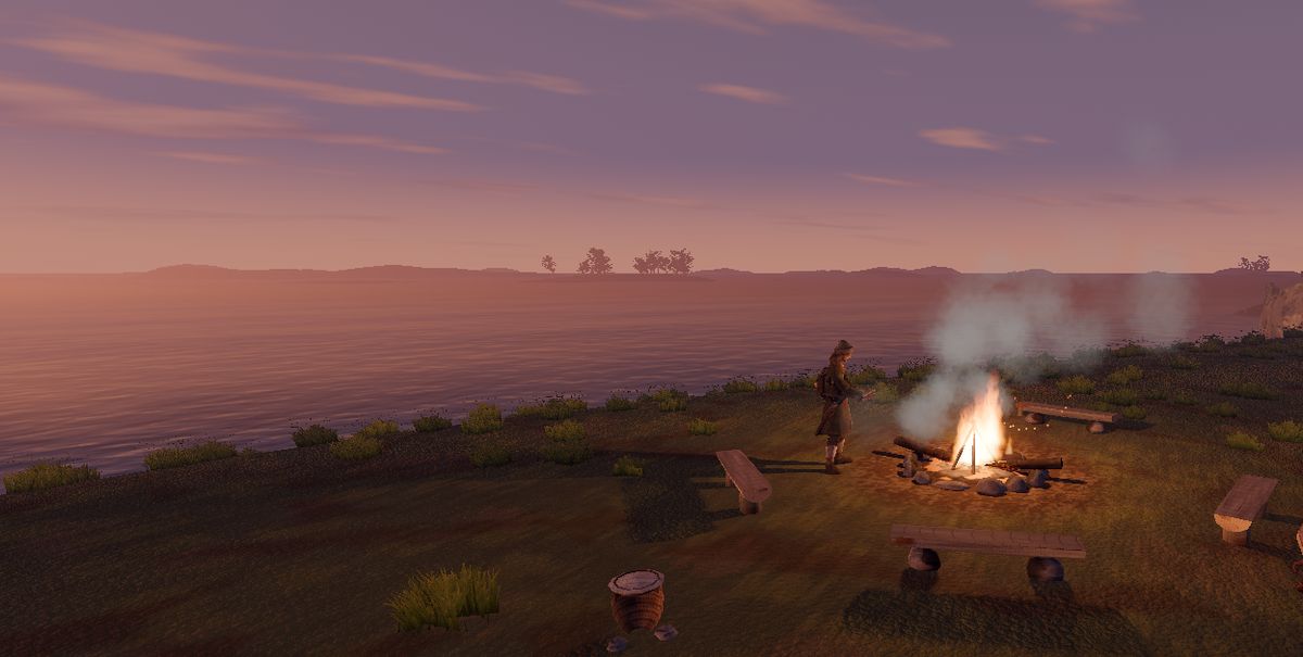 The shore camp at dawn